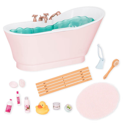 "Our Generation 70.37473Z Cute Bath and Bubbles Set Toy, Splish-splash in the bath with Tub Set for 18-inch dolls, 41.2 x 21.2 x 42.5 Dimension: 3.4 Kgs"
