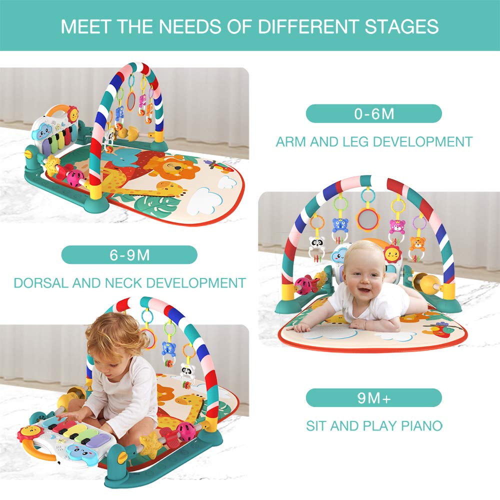 Eners Baby Play Mat Musical Activity Center Piano Floor Gym Playmat for Infants, Newborns and Toddlers - Tummy Time Mat With Toys