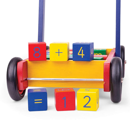 Tidlo Baby Walker with ABC Blocks, wooden baby walking aid featuring colorful alphabet blocks for learning and mobility.
