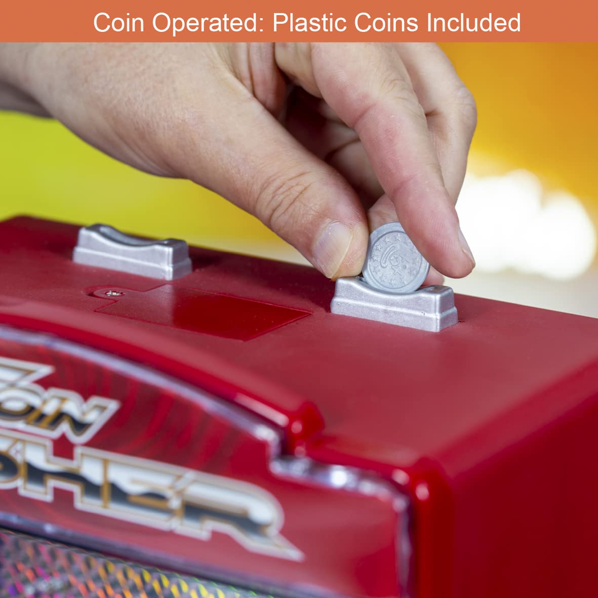 Global Gizmos Arcade Coin Pusher Game Machine Novelty, Fairground Kids, Family 50130, Red