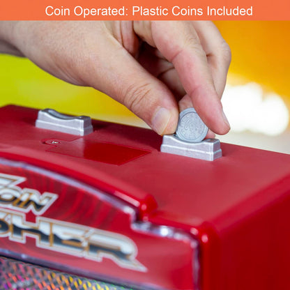Global Gizmos Arcade Coin Pusher Game Machine Novelty, Fairground Kids, Family 50130, Red