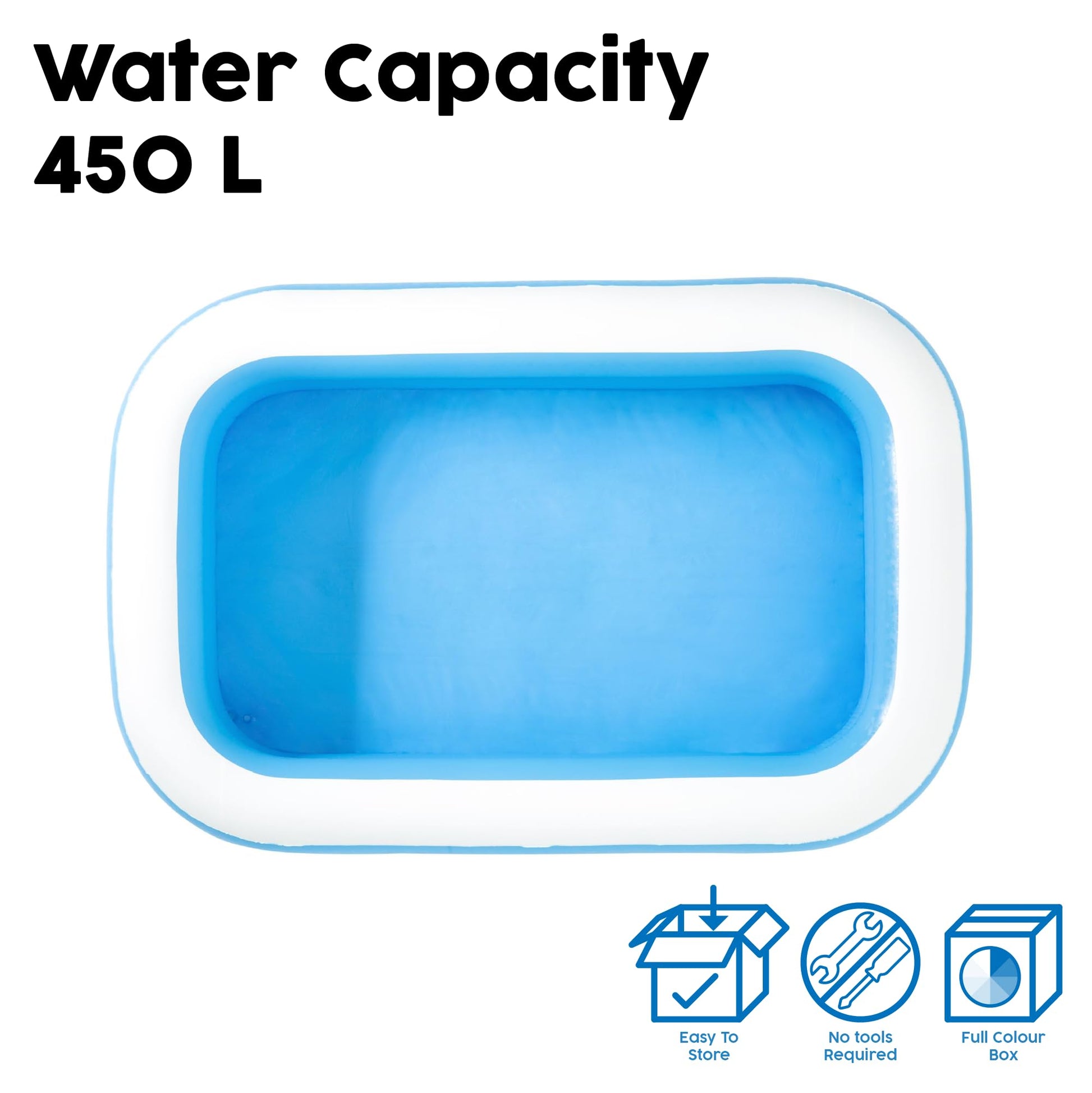 Bestway inflatable family paddling pool in a garden setting, perfect for summer fun and outdoor relaxation.