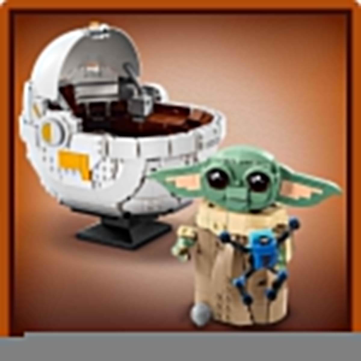 LEGO Star Wars 75403 Grogu figure with hover pram, perfect for fans of The Mandalorian and collectible display.