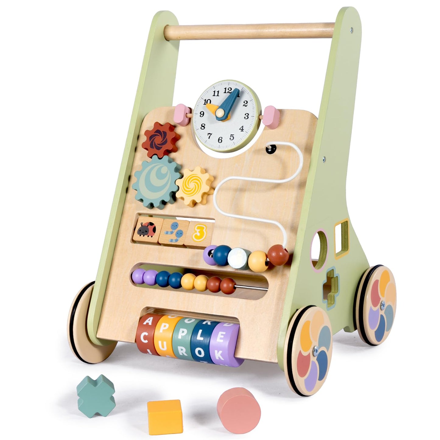LOL-FUN wooden baby walker for toddlers, 10-in-1 push toy with speed control, multifunctional activity center for 6-12 months.