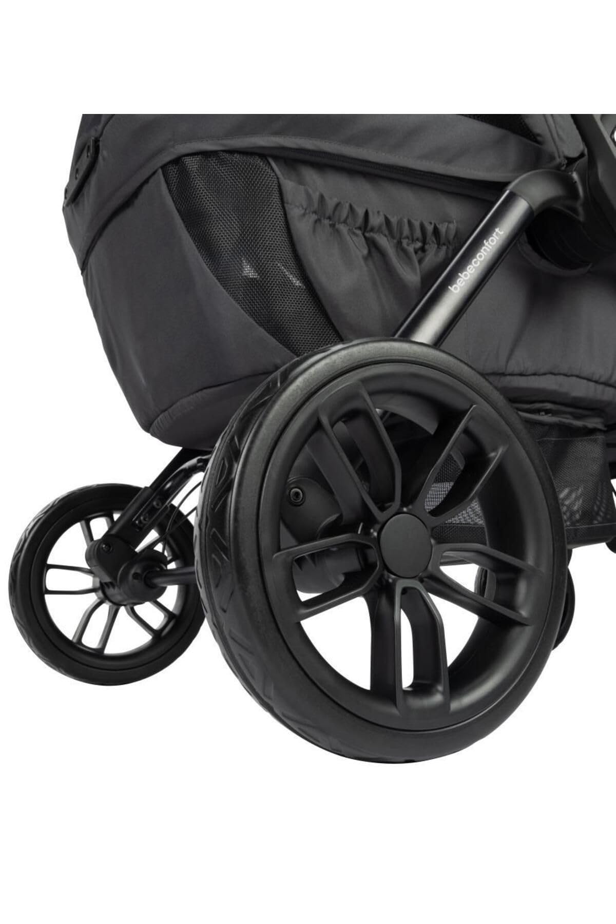 Bebeconfort Helios, Double Pram from Birth, 0-4 Years, 0-22kg, 2 Face-to-face Seats, Large All-Terrain Wheels, Compact Folding, Trolley on Wheels, Protective Canopy, Mineral Graphite