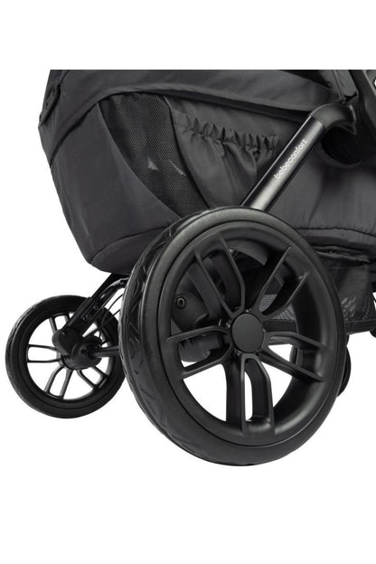 Bebeconfort Helios, Double Pram from Birth, 0-4 Years, 0-22kg, 2 Face-to-face Seats, Large All-Terrain Wheels, Compact Folding, Trolley on Wheels, Protective Canopy, Mineral Graphite