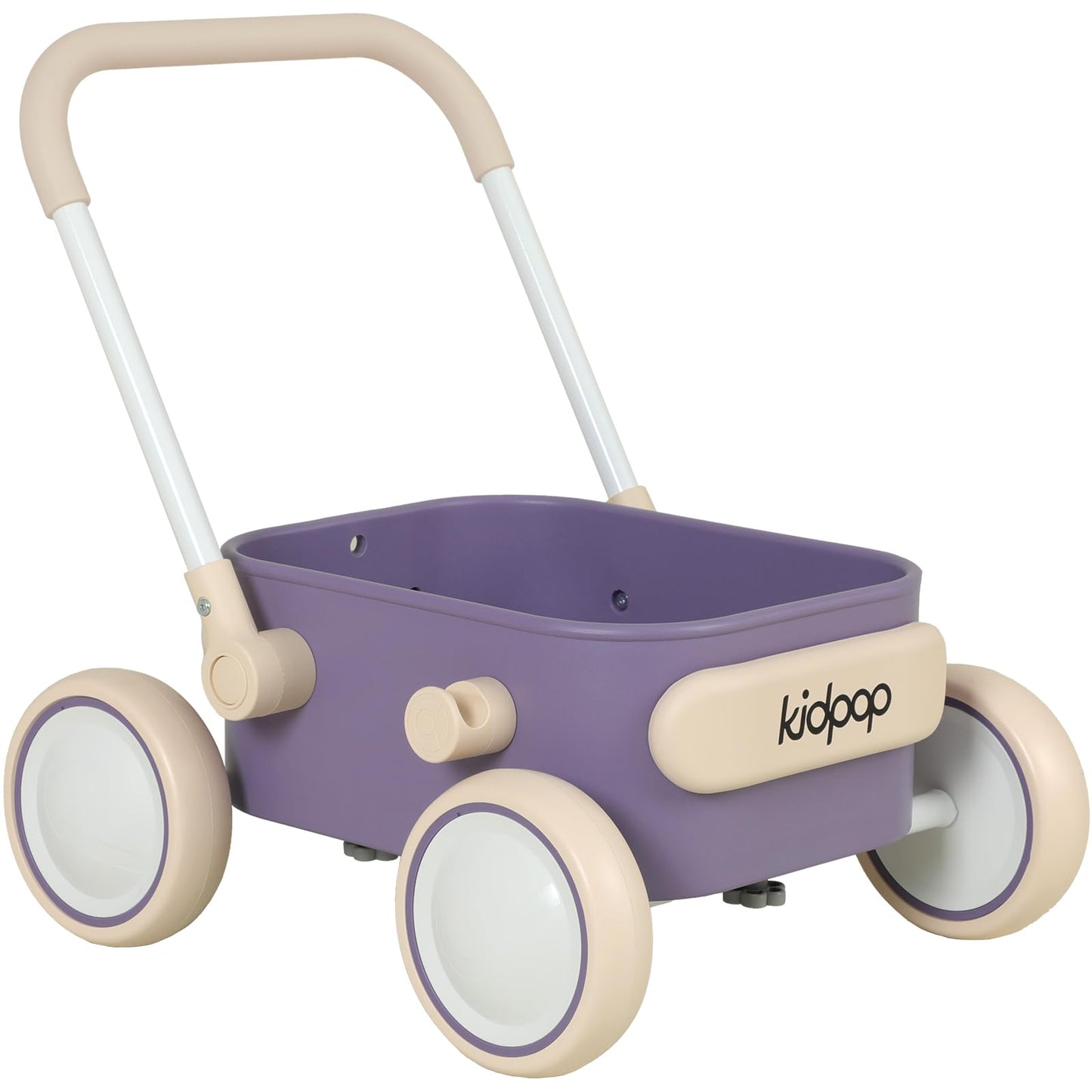 Kidpop PULA push and pull toddler walker wagon with wheels, purple baby walker for children aged 7 months to 3 years.