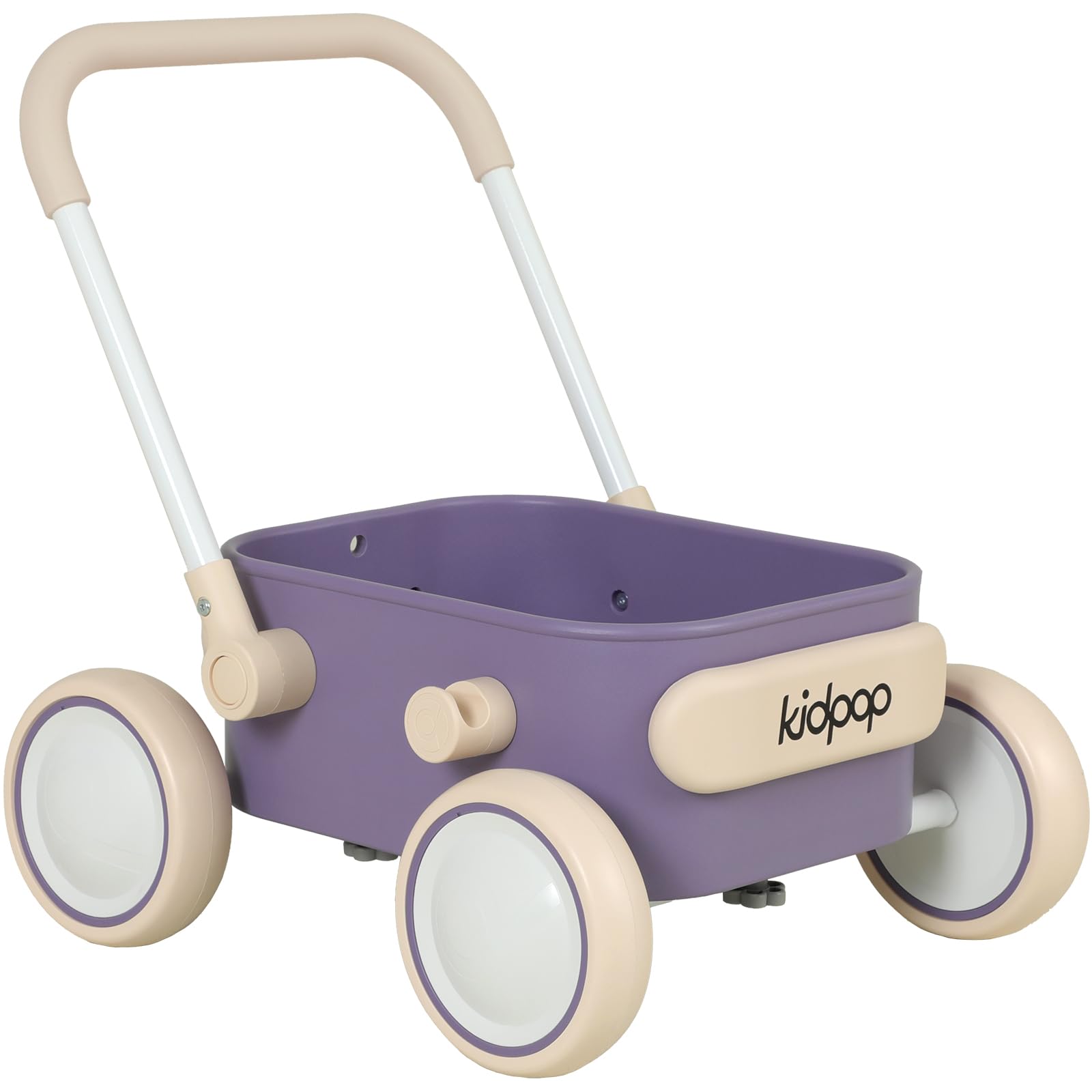 Kidpop PULA push and pull toddler walker wagon with wheels, purple baby walker for children aged 7 months to 3 years.