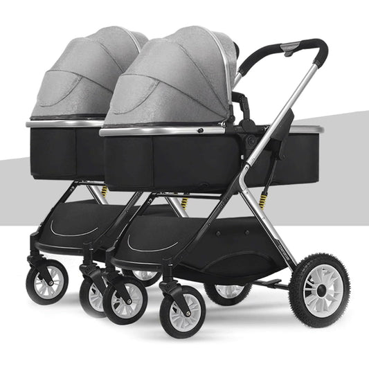 EYPKPL Lightweight Double Stroller Foldable Double Pushchair with Adjustable Canopy Baby Carriage Removable Prams Tandem Strollers