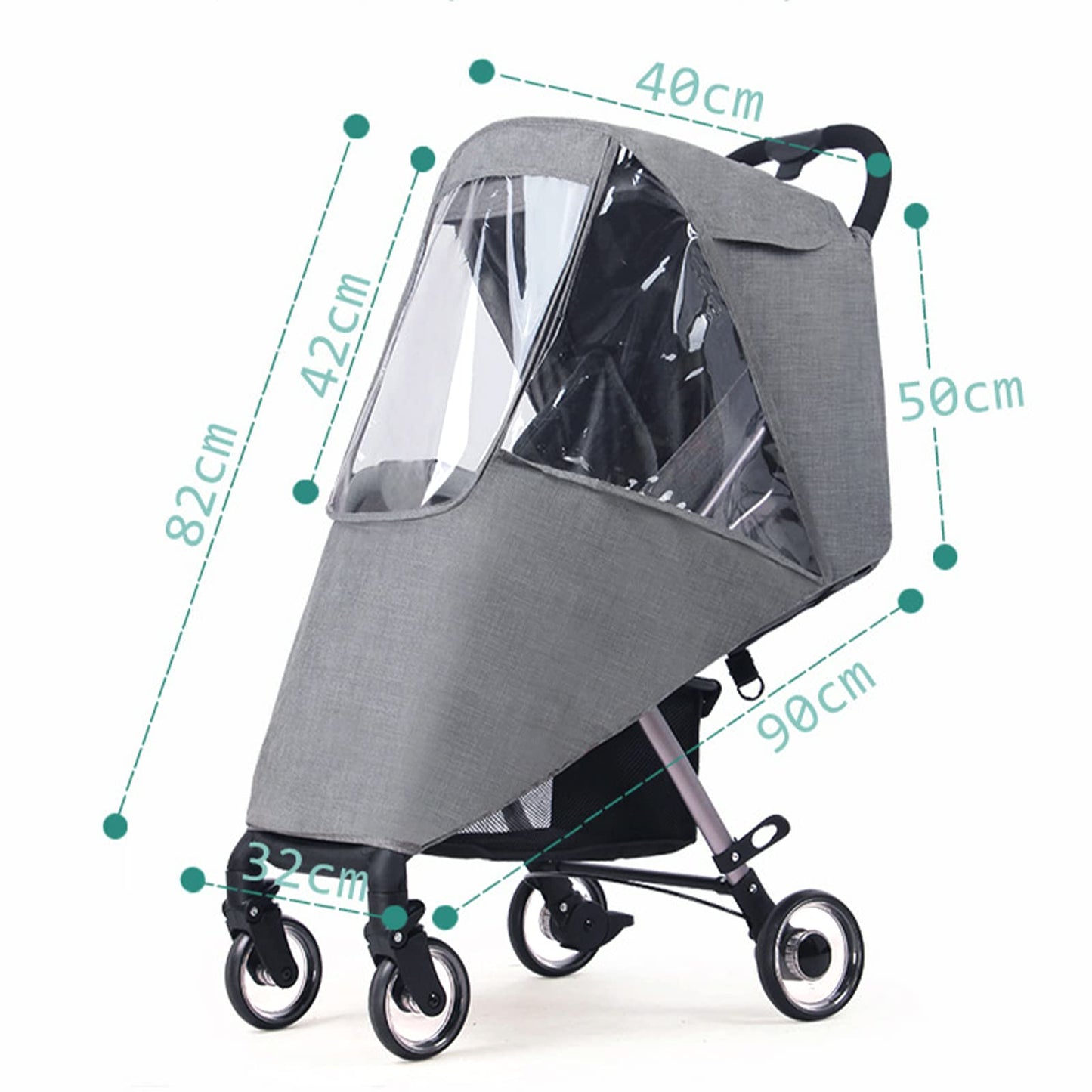 Universal Stroller Rain Cover for Pushchair Pram Buggy Rainproof Dustproof Windproof Rain Cover with Canopy and Zipper Door Easy Baby Lift in and Out (#6:Grey-Universal Stroller raincover)