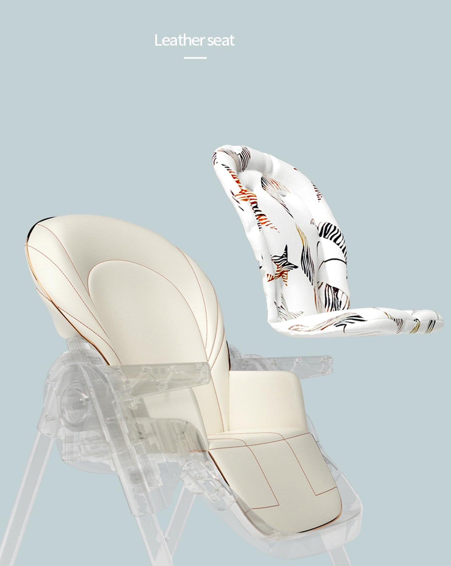 Magic ZC baby high chair for toddlers with adjustable heights, reclining positions, foldable design, detachable trays, and wheels.