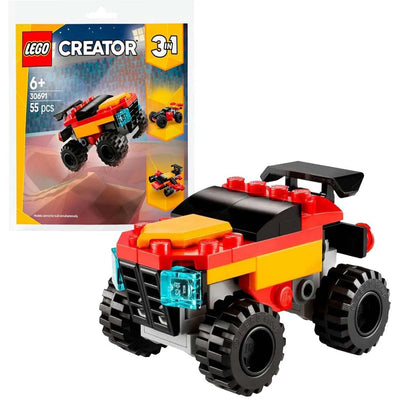 LEGO Creator 3-in-1 Monster Truck Building Paper Bag Set, 55 Pieces, Ages 6+, 30691