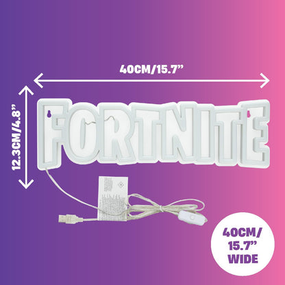 Paladone Fortnite logo LED neon wall light with power cord, gaming lamp for home, bedroom, or living space decor.
