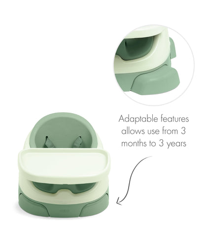Mamas & Papas Baby Bug Booster Seat For Dining, Detachable Tray, Harness, Adjustable Seat and Non-Slip Feet, Eucalyptus