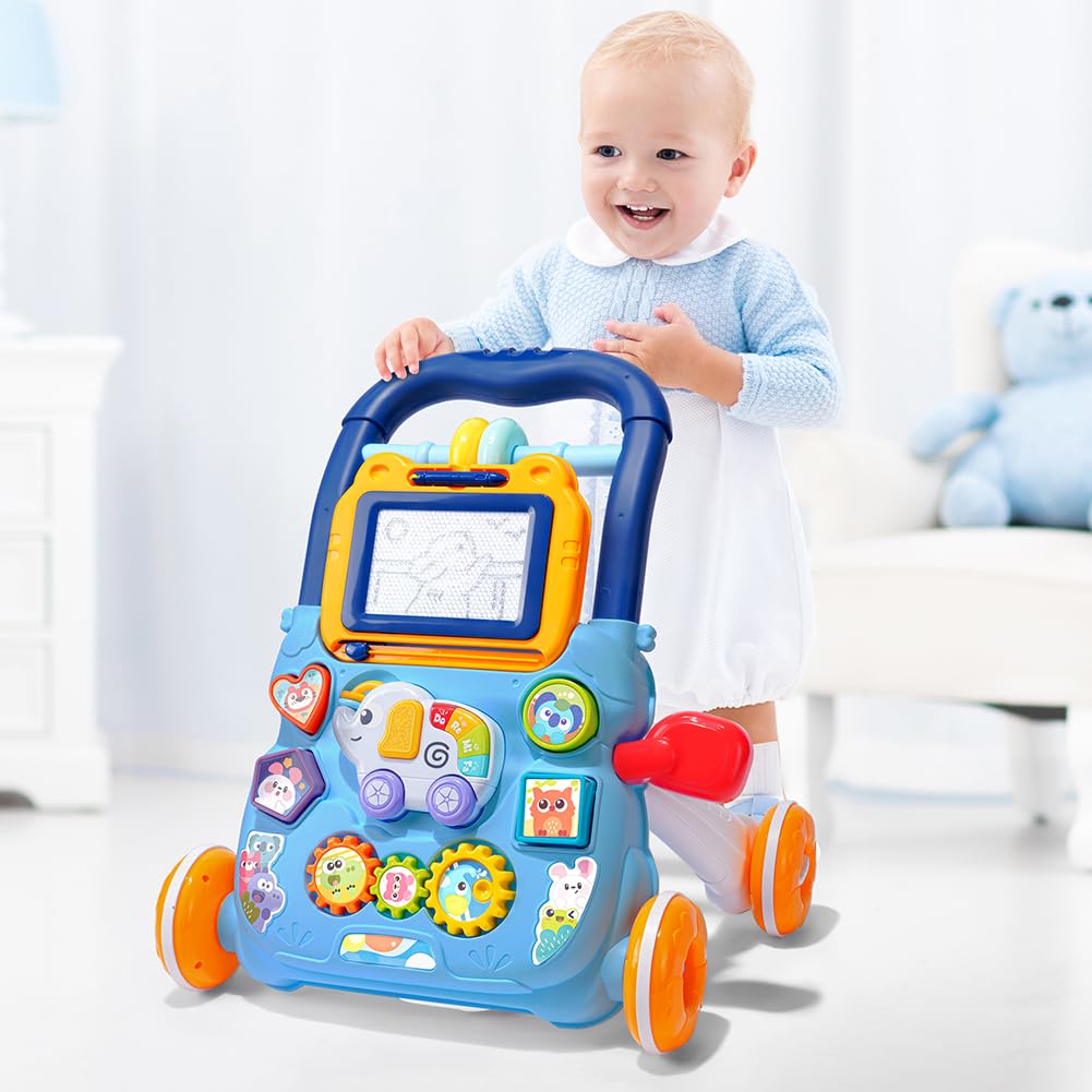 Aolso baby sit-to-stand learning walker with entertainment table and educational activity center for toddlers, boys and girls.