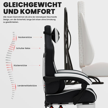 SUKIDA ergonomic gaming chair with headrest, lumbar support, massage feature, footrest, and adjustable height for comfortable office use