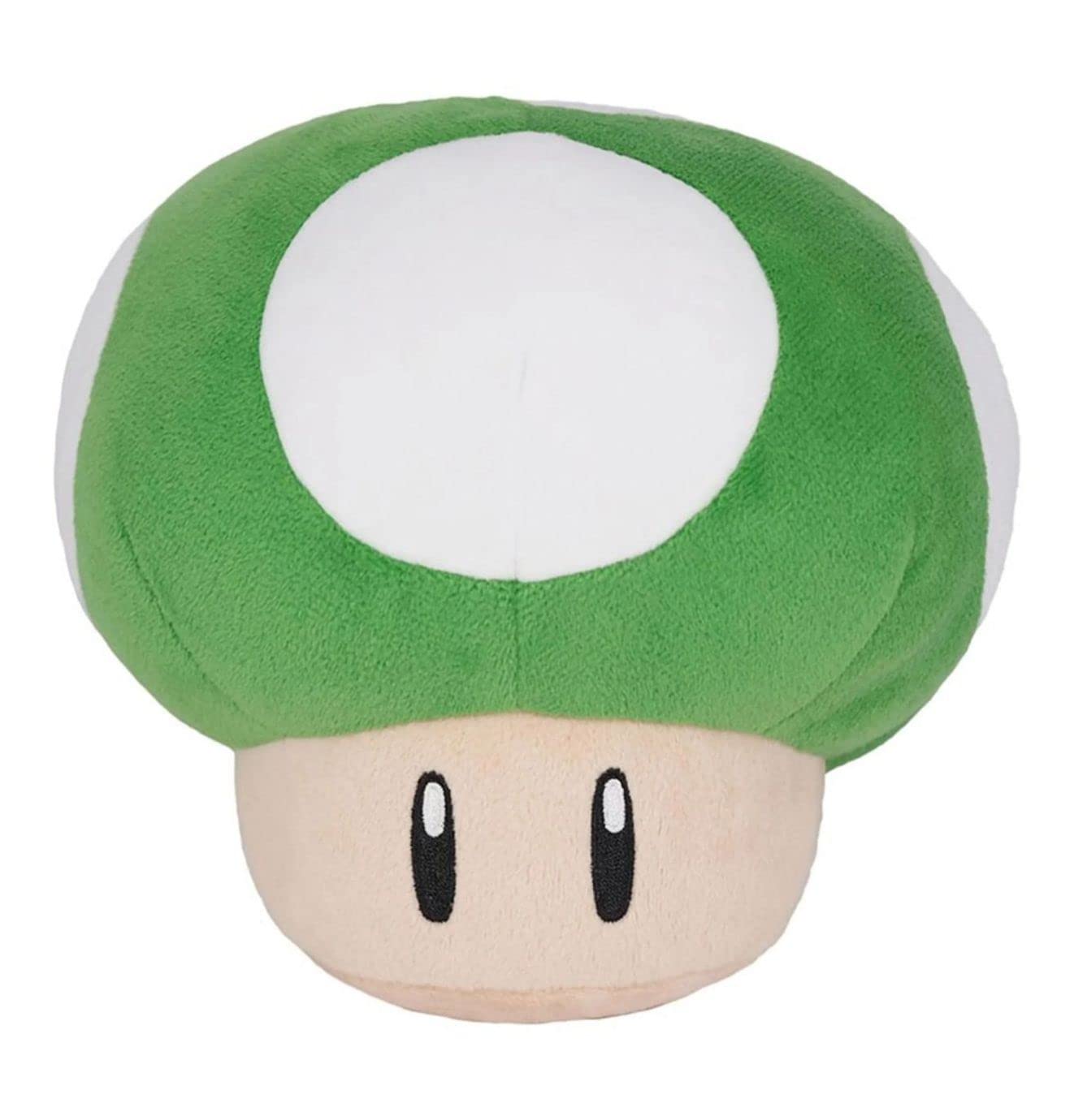 Nintendo Together Plus 16cm green plush 1-UP Mushroom figure, soft and collectible Nintendo-themed plush toy.