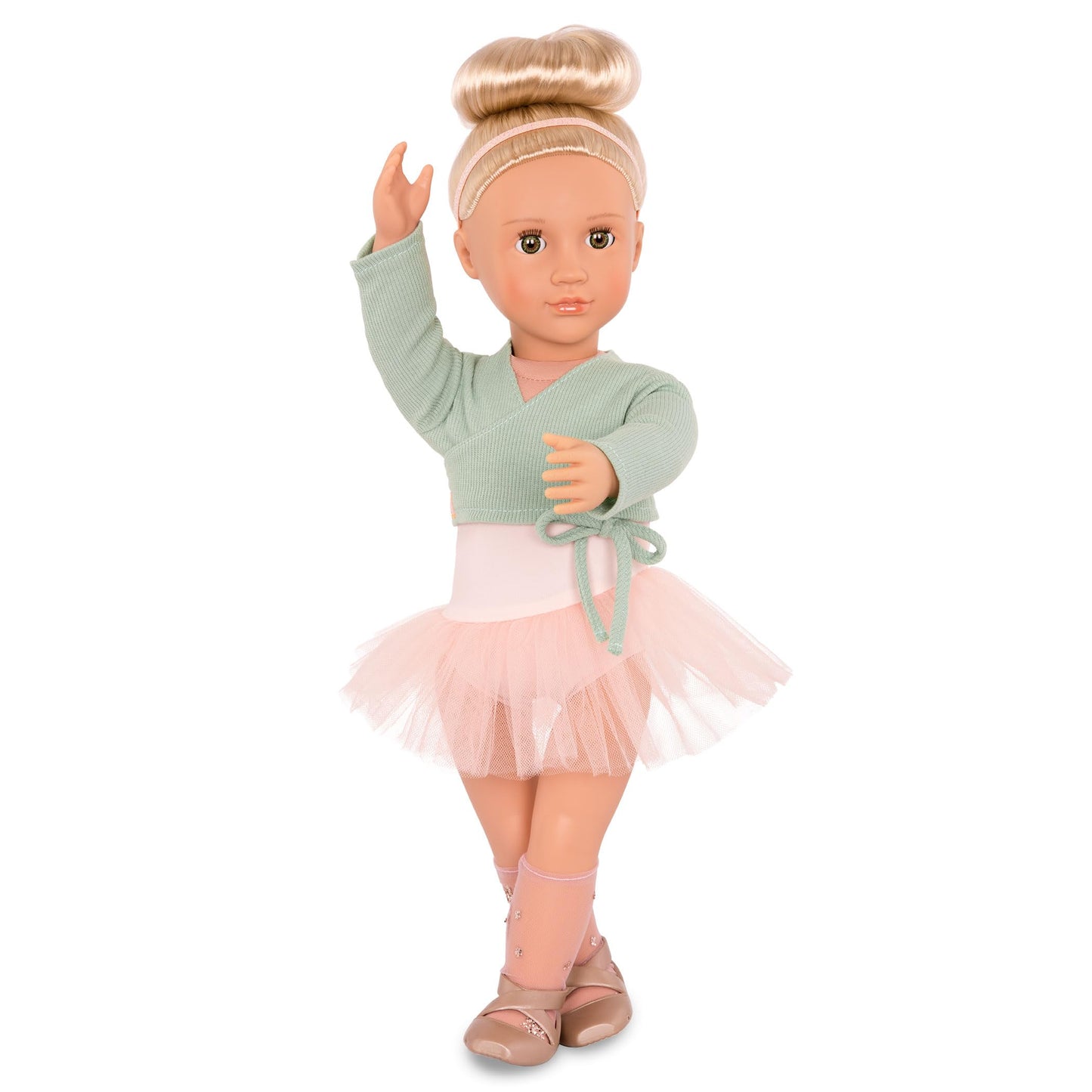 Our Generation Viola Ballerina Doll in pink tutu, 18-inch soft body with dance clothing set for realistic play.