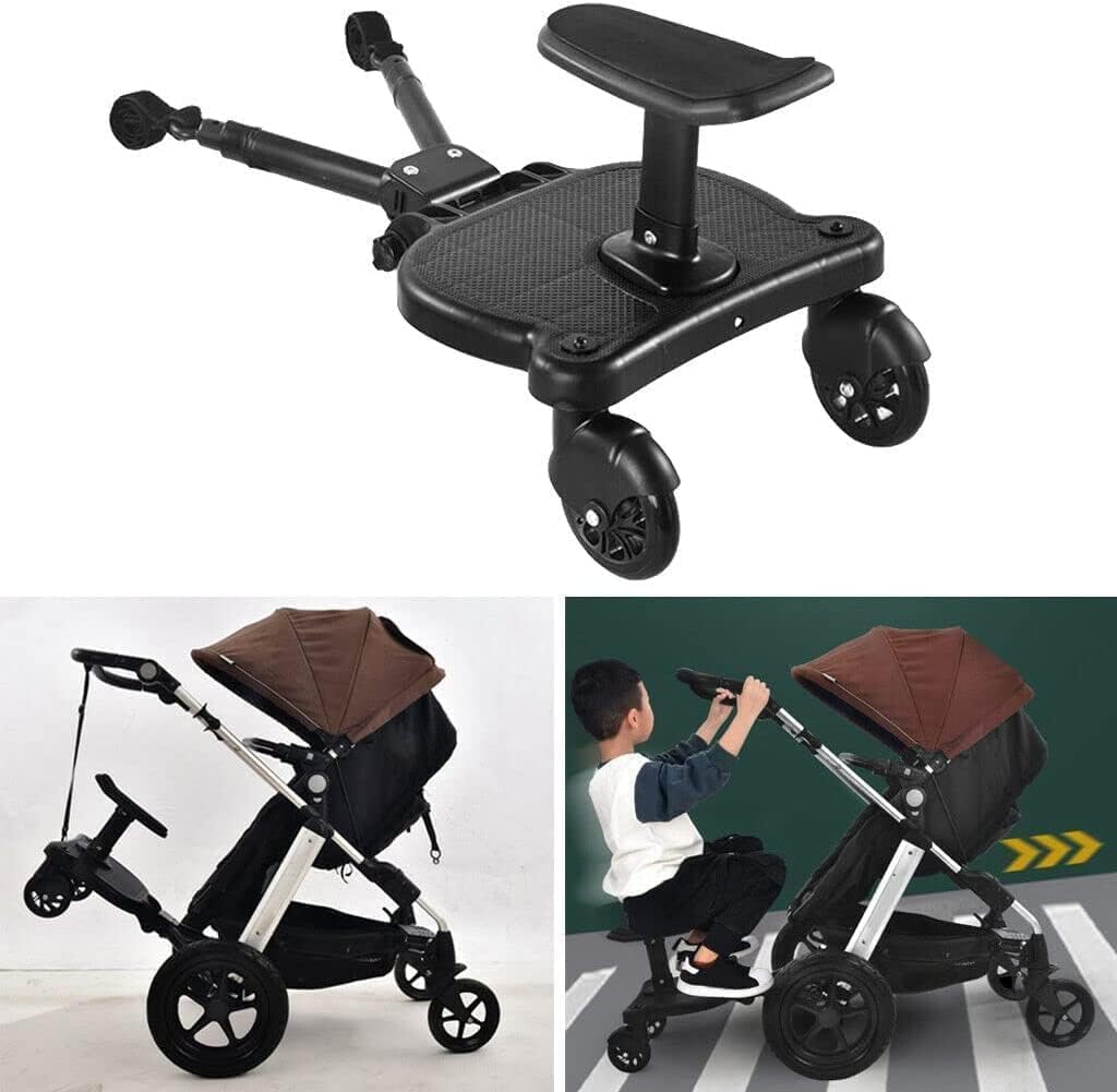 Buggy Stroller Board with Seat Pram Pushchair Stroller Board Pram Accessory Attachment for Kids with Double Clip for Extra Safety