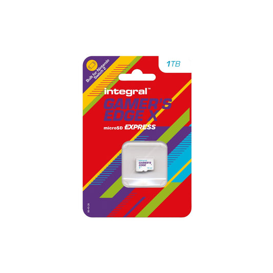 Integral 1TB Gamer's Edge X Micro SD Express Card for Nintendo Switch 2 with high-speed read/write up to 890MB/s and 4K video support.