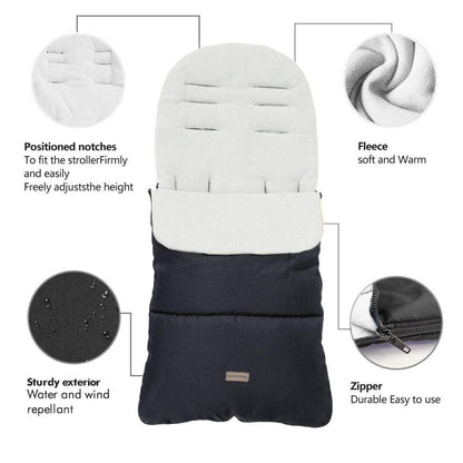 CrocnFrog universal baby bunting footmuff with soft polar fleece, water wind-resistant for stroller, buggy, and pram, keeps toddler toes warm.