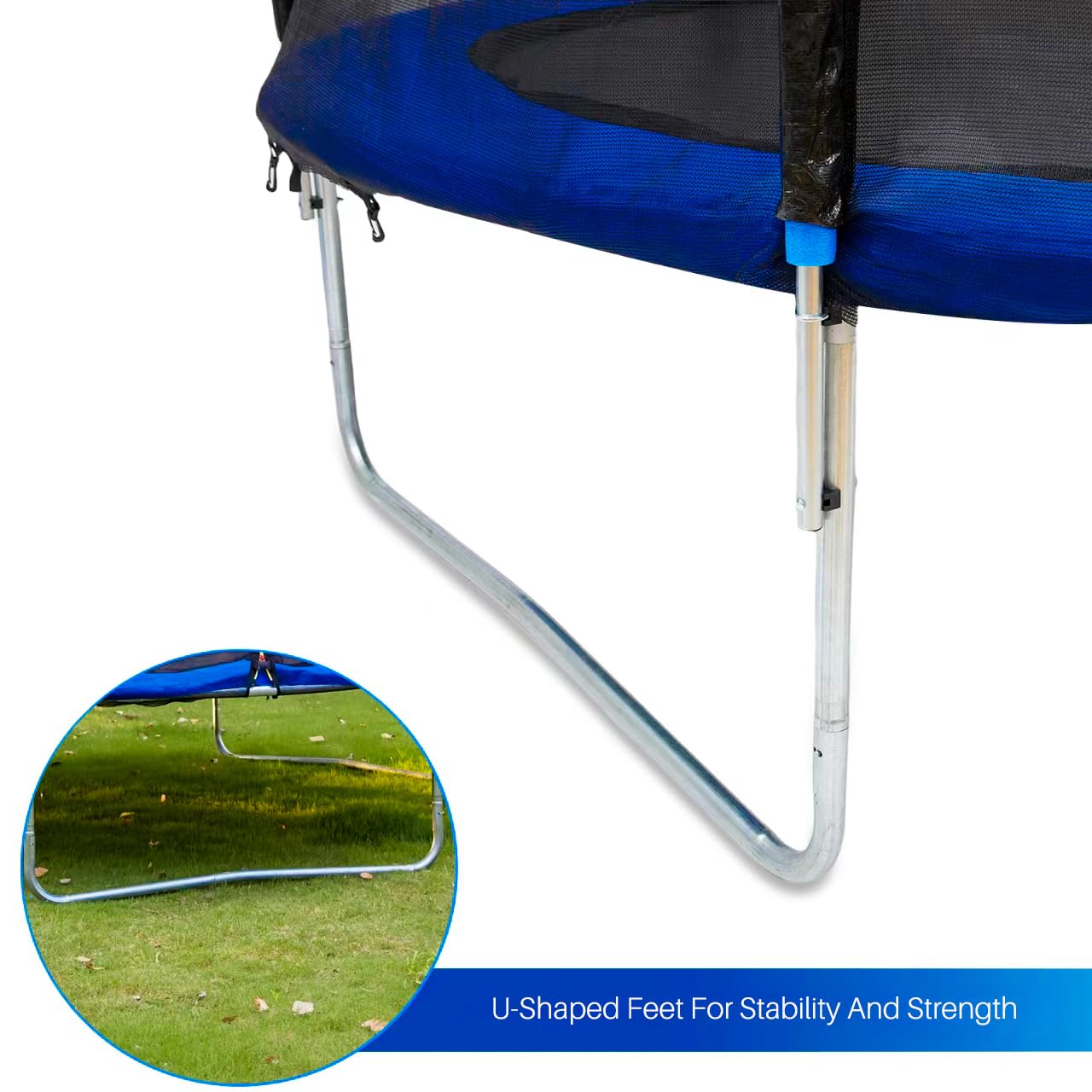 SereneLife Outdoor Trampoline for Kids and Adults - 8ft 10ft 12ft - ASTM Certified Heavy Duty Garden Trampoline with Safety Poles Netting and Stable Rustproof Frame