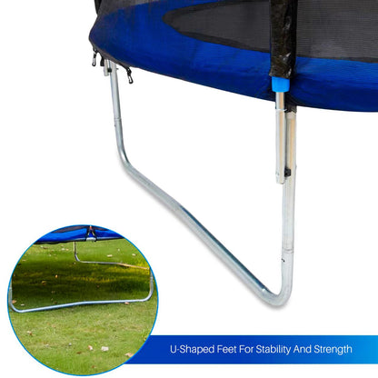 SereneLife Outdoor Trampoline for Kids and Adults - 8ft 10ft 12ft - ASTM Certified Heavy Duty Garden Trampoline with Safety Poles Netting and Stable Rustproof Frame