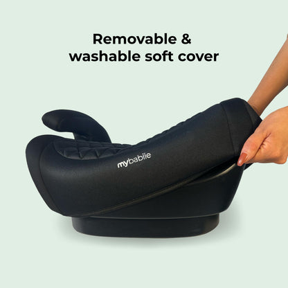 My Babiie MBCSB25 Child Booster Seat - ISOFIX, R129 i-Size 125-150cm (Group 3, 6 to 12 Years Approx.) Portable Kids Car Seat, Comfortable, Compact, Lightweight, Ideal for Travel - Quilted Black