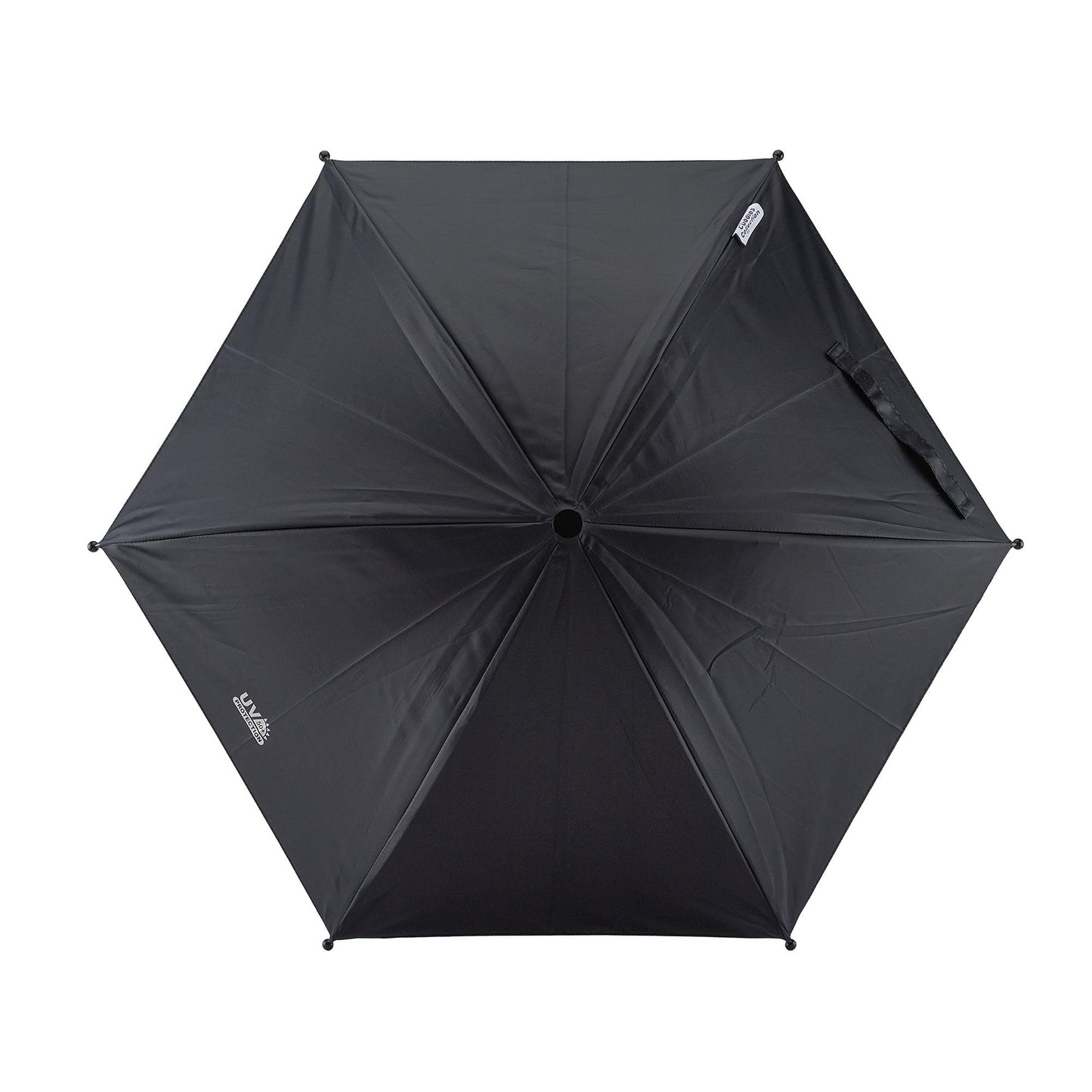 Black Cuddles Collection baby parasol umbrella with UV protection, fits pram, stroller, pushchair, and buggy for sun protection.