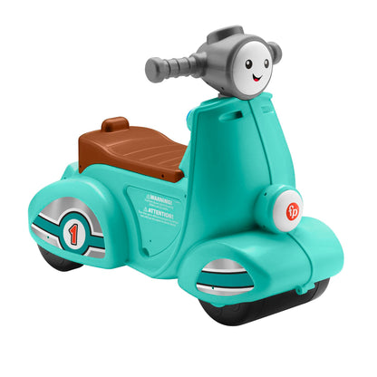 Fisher-Price Toddler Ride-On Toy Scooter with Smart Stages Educational Content for Pretend Play, Multi-Language Version, Laugh & Learn, HMV76
