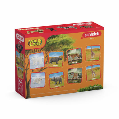 SCHLEICH Wild Life - 4PK Africa Starter Playset - Includes Zebra, Monkey, Elephant and Lion Toy Figures - Safari Figurines for Kids Ages 3+ | 42721