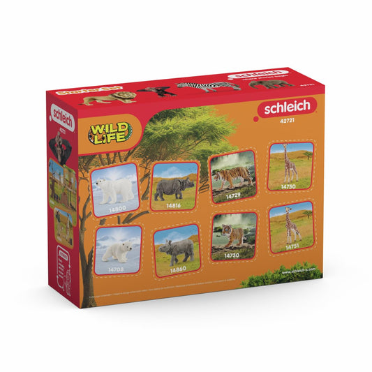 SCHLEICH Wild Life - 4PK Africa Starter Playset - Includes Zebra, Monkey, Elephant and Lion Toy Figures - Safari Figurines for Kids Ages 3+ | 42721