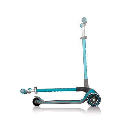 Globber Master Folding Scooter with Light Up Wheels and 5 height adjustable handlebars 74-94cm Suitable from 4 years max user weight 50kg (Teal), One Size
