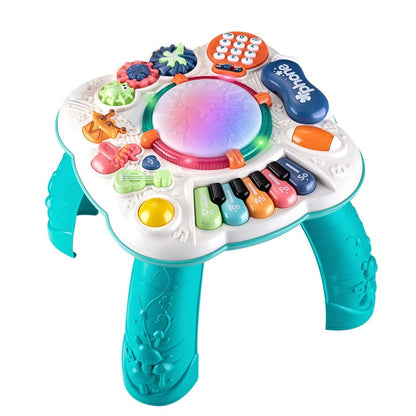 Cemirk baby activity table with colorful musical toys, suitable for infants 6-12 months and toddlers up to 3 years old.