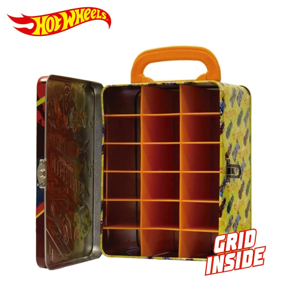 Hot Wheels 1:64 Scale cars Metal Car Carry Case I 18 Toy Storage & Organiser Gift for Collectors Kids Ages 3 Years Old Up 3D HW Race lid design (Cars not included)