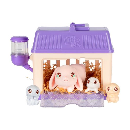 Little Live Pets Mama Surprise Minis Bunny Toy, Care For Your Mama Bunny in Their Hutch To Reveal 2, 3, or 4 Mini Babies
