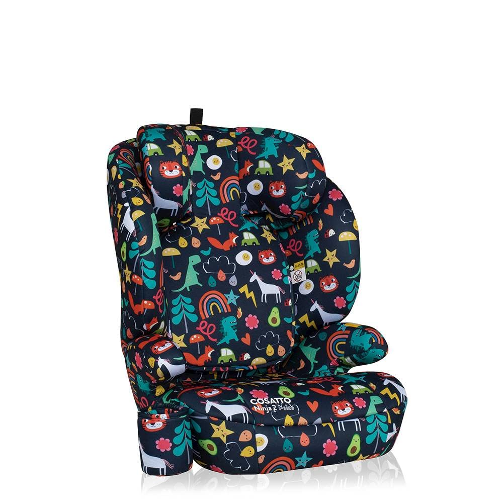 Cosatto Ninja 2 iSize Car Seat - from 100-150cm, Approx 4 Years - 12 Years, R129 High Back Booster, 10 Position Headrest, Easy Install Seatbelt or ISOFIX Fitting, Forward Facing (Carnival)