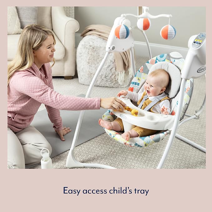 Graco Lovin' Hug Swing with 6 Swing speeds, Music, 4 Recline Positions and Folds up for Storage. Suitable from Birth to Approx. 6 Months (0-9kgs), Up & Away Fashion