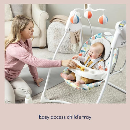 Graco Lovin' Hug Swing with 6 Swing speeds, Music, 4 Recline Positions and Folds up for Storage. Suitable from Birth to Approx. 6 Months (0-9kgs), Up & Away Fashion