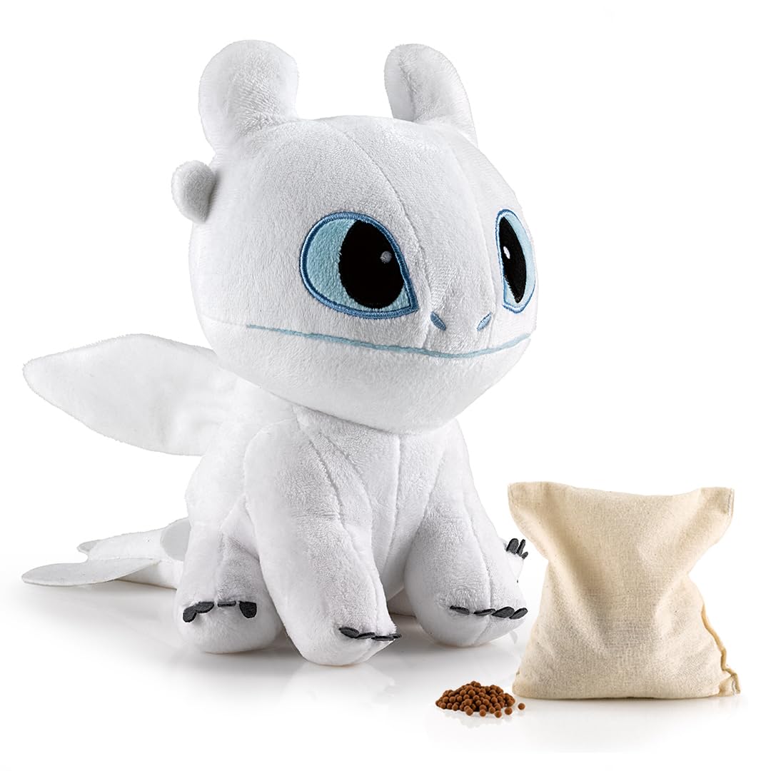 BIOSYNEX - Dragons Heatable Plushies – Microwave Warm Cuddle Toy with Removable Clay Bead Pouch - Gentle and Comforting Warmth - Machine Washable and Safe from Birth (Light Fury)