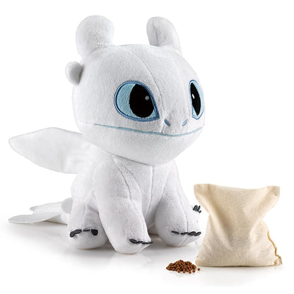 BIOSYNEX - Dragons Heatable Plushies – Microwave Warm Cuddle Toy with Removable Clay Bead Pouch - Gentle and Comforting Warmth - Machine Washable and Safe from Birth (Light Fury)