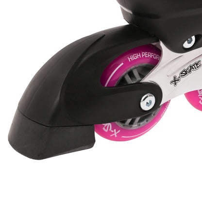 M.Y X-Skate Adjustable Pink Inline Roller Skates with Built In Adjusters Kids Roller Boots for Boys & Girls - Medium