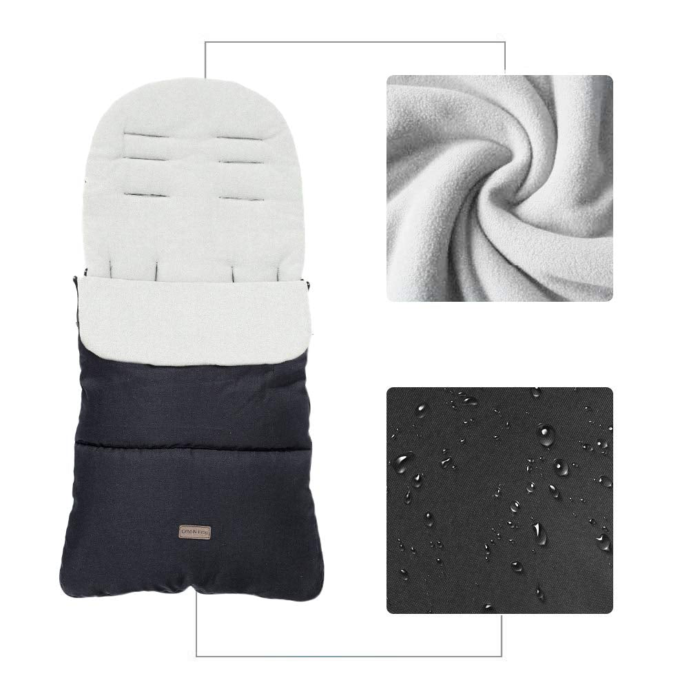 Croc N Frog universal baby bunting footmuff with warm polar fleece, windproof and cozy for toddlers in stroller or pram.