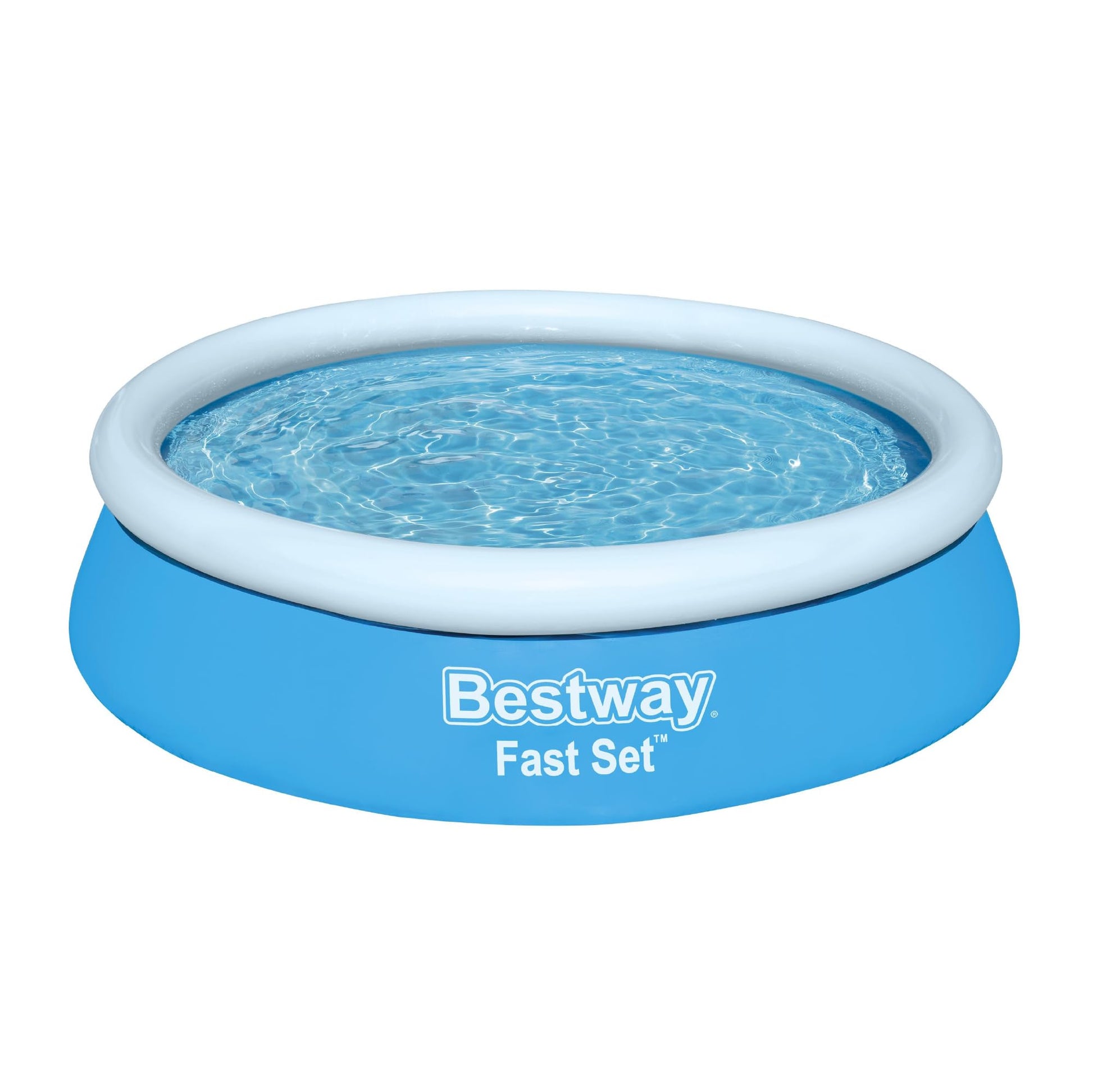 Blue Bestway 6ft x 20in round inflatable above ground pool with fast set design, ideal for backyard summer fun.