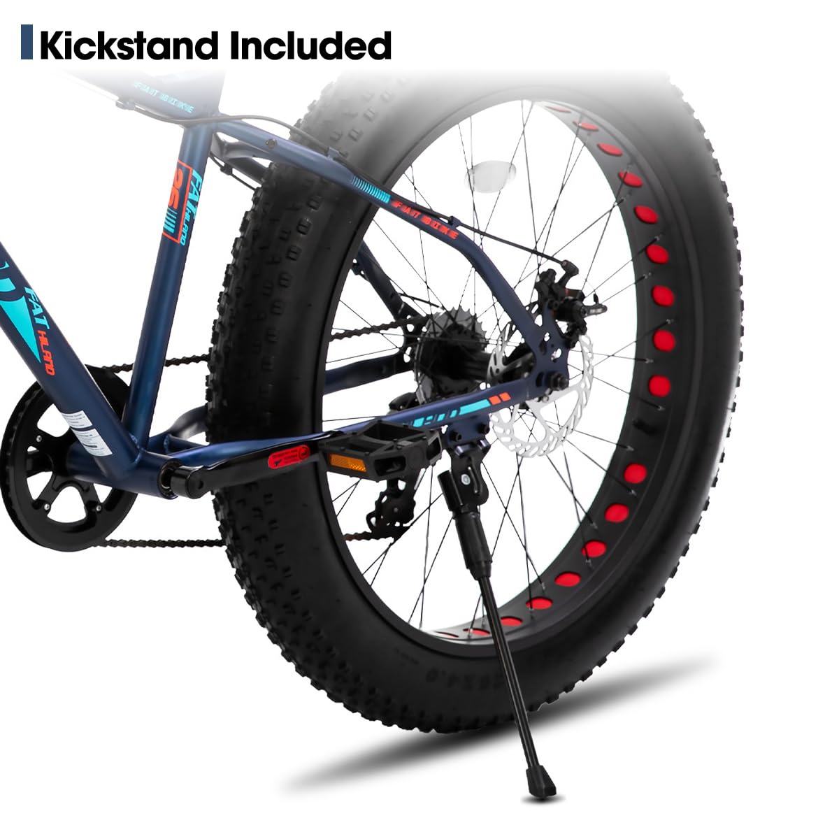 Hiland 20 Inch Kids Bicycles Fat Tire Mountain Bike for Boys and Girls, 7 Speed Blue Mountain Bike, Dual-Disc Brake, Kids Beach and Snow Bicycle