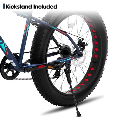 Hiland 20 Inch Kids Bicycles Fat Tire Mountain Bike for Boys and Girls, 7 Speed Blue Mountain Bike, Dual-Disc Brake, Kids Beach and Snow Bicycle