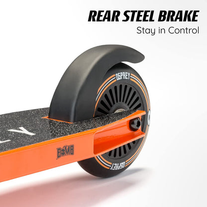 Osprey Stunt Scooter | for Boys Girls Kids and Adults, Kick T-Bar Street Pro 360 Spin Scooter with ABEC 5 Bearings and Ergonomic Handlebars, Multiple Colours, Orange