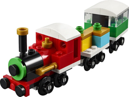 LEGO Creator 30584 Winterlicher Weihnachtszug set featuring a festive train with snow-covered details and holiday decorations.