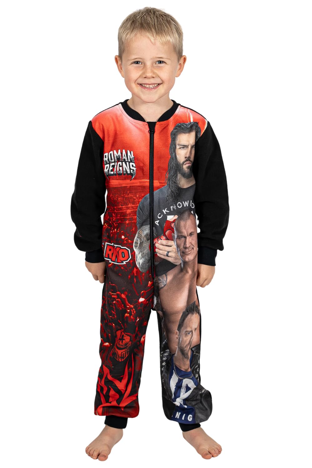 WWE Boys World Wrestling Entertainment Fleece Sleepsuit Kids Onesie (8-9 Years) Red