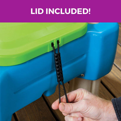 Step2 Sand & Water Table Cascading Cove with lid, parasol & 6 accessories | Activity table / Sand table with lid for the garden | Water toys for children
